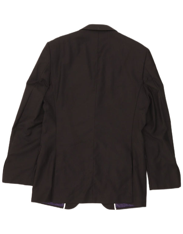 Marks & Spencer Mens Long 2 Button Blazer Jacket UK 40 Medium Black Wool