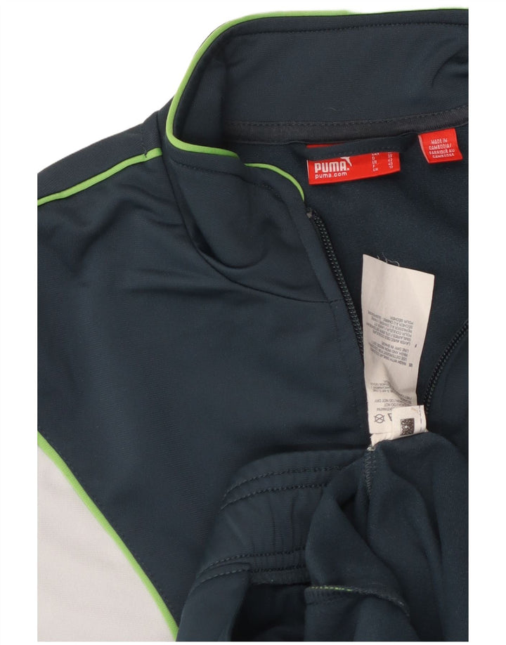 PUMA Womens Tracksuit Top Jacket UK 12 Medium  Navy Blue Colourblock