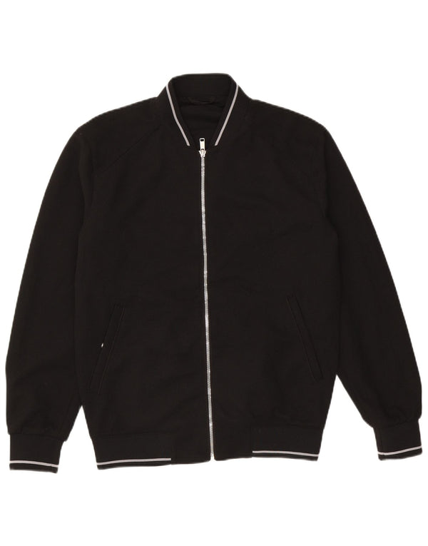 Zara Mens Tracksuit Top Jacket Medium Black Polyester