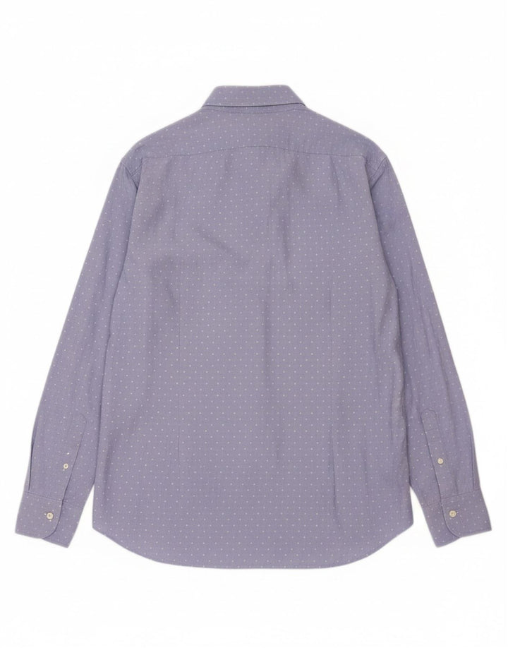 GUTTERIDGE Mens Shirt Size 15 1/2 40 Medium Blue Spotted Cotton