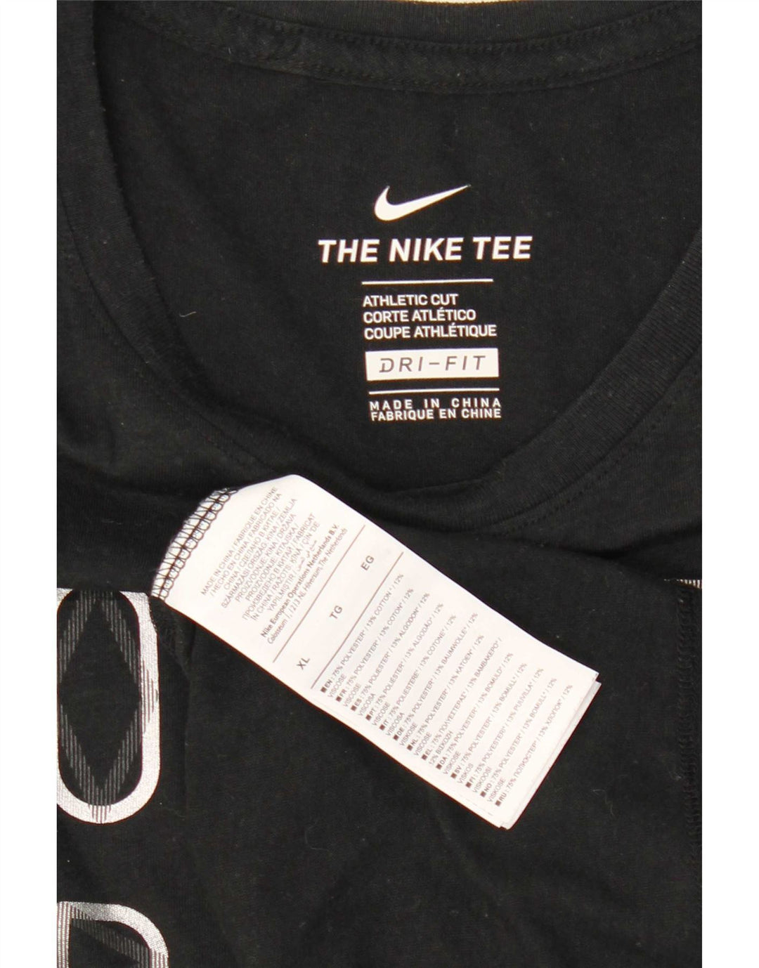 Nike Mens Dri Fit Graphic T-Shirt Top XL Black Polyester