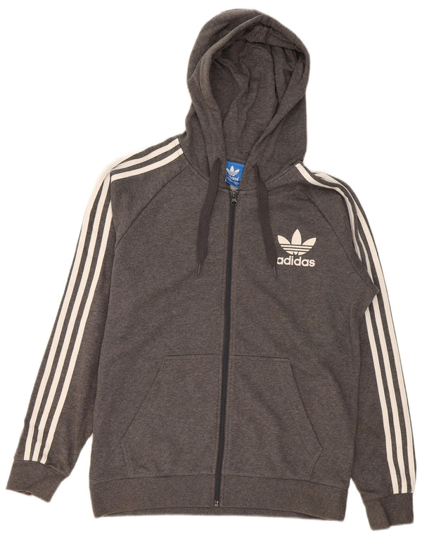 Adidas Mens Graphic Zip Hoodie Sweater Large Grey Cotton