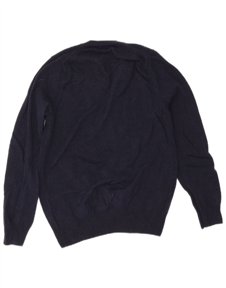Marks & Spencer Mens V-Neck Jumper Sweater Small Navy Blue Wool
