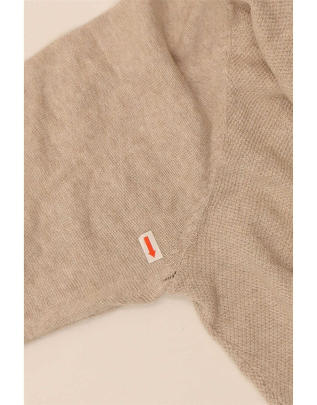 Massimo Dutti Mens Zip Neck Jumper Sweater Medium Beige Cotton