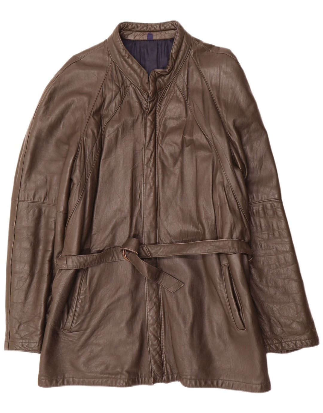 Vintage Mens Leather Coat UK 38 Medium Brown Leather