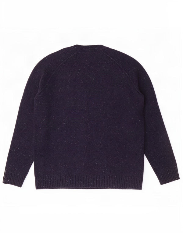 Fat Face Mens Crew Neck Jumper Sweater XL Navy Blue Flecked Lambswool