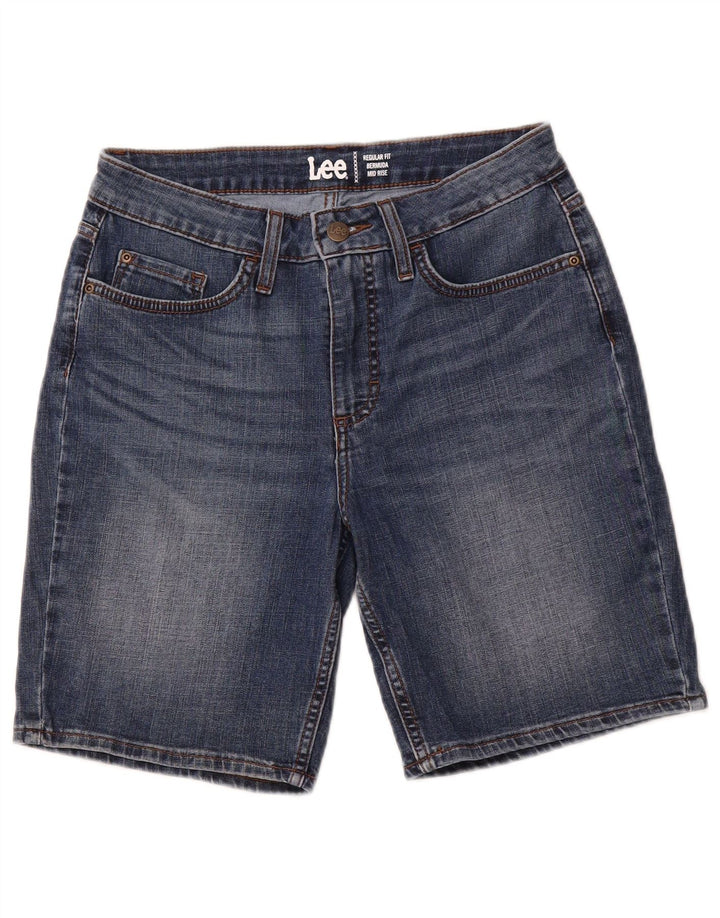 LEE Womens Mid Rise Regular Bermuda Denim Shorts US 10 Large W28 Blue