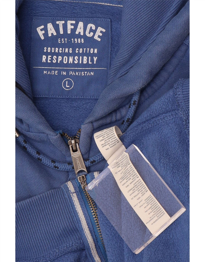 FAT FACE Mens Zip Hoodie Sweater Large Blue Cotton