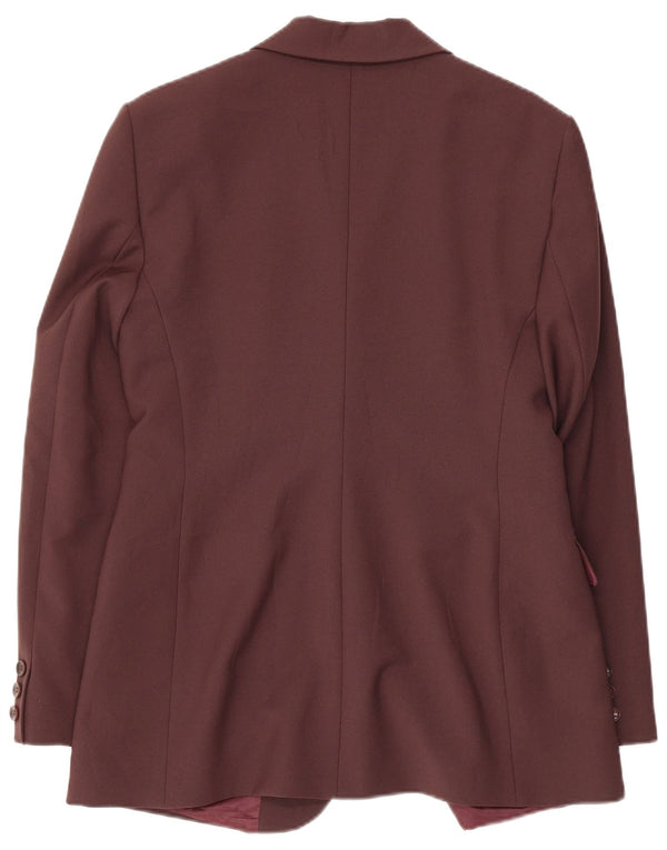 Sisley Womens 3 Button Blazer Jacket IT 46 Large Maroon Polyester
