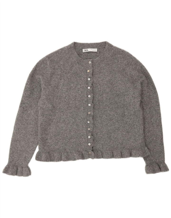 Zara Womens Cardigan Sweater UK 16 Large Grey Polyester