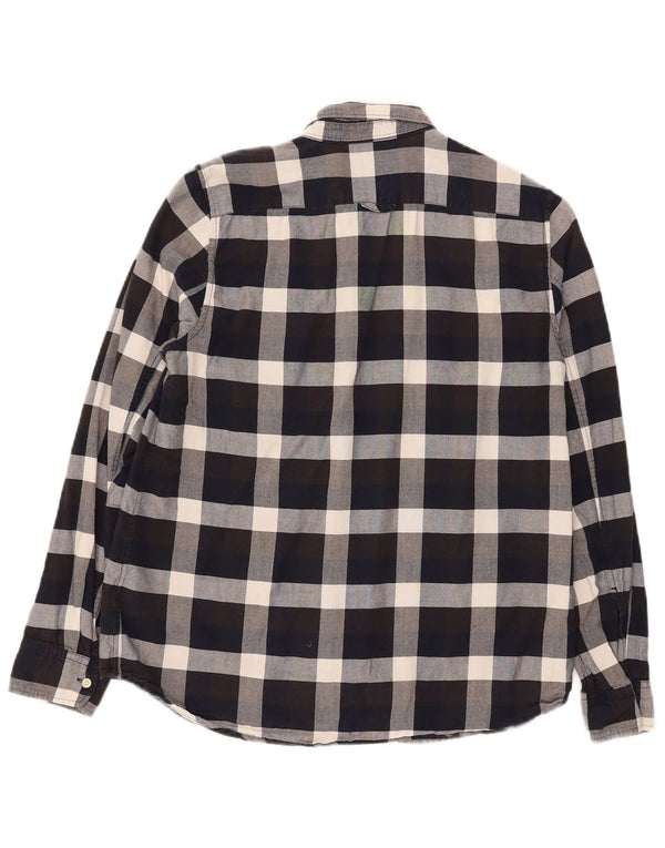 Gap Womens Classic Fit Flannel Shirt UK 14 Medium Black Check Cotton
