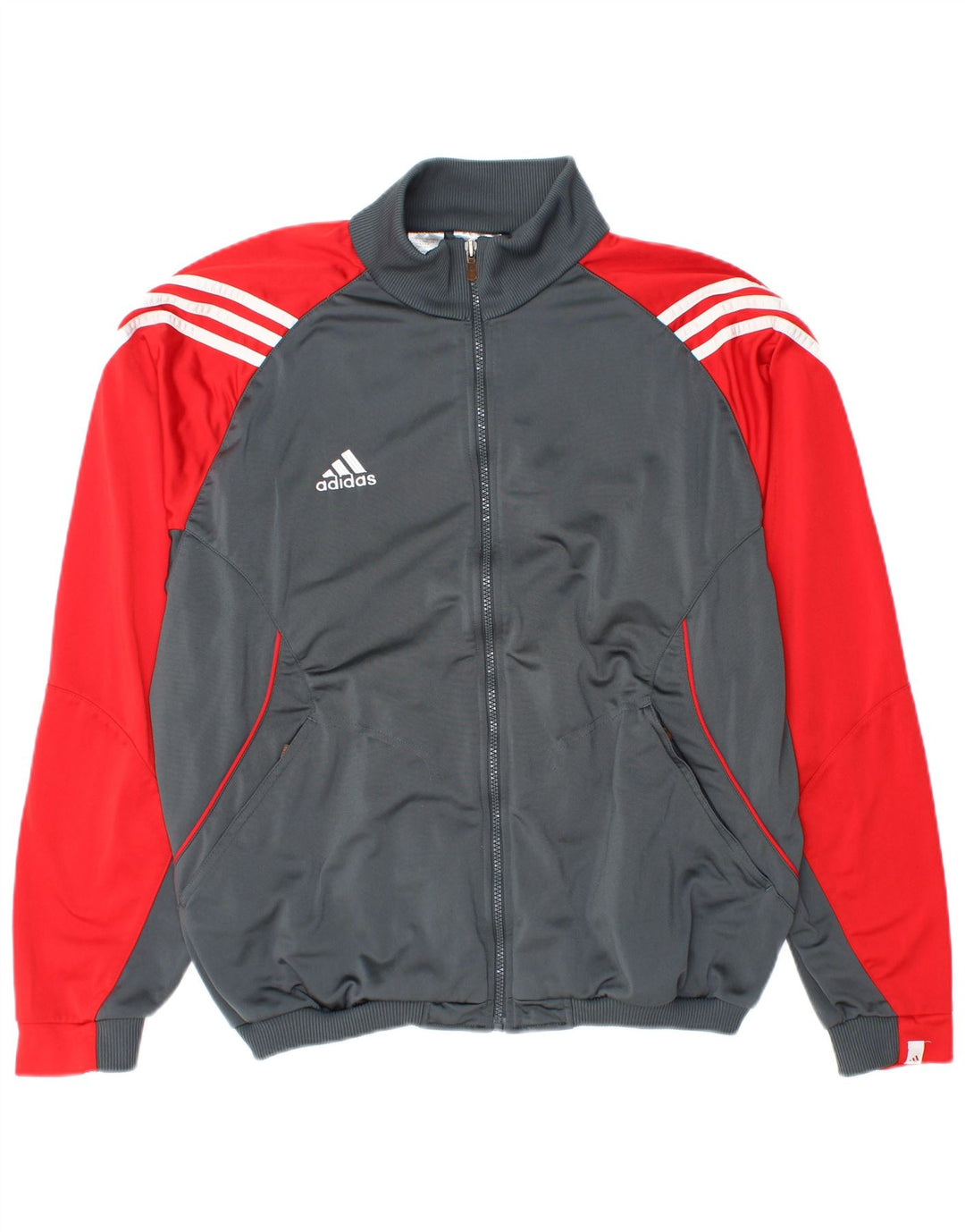 ADIDAS Mens Tracksuit Top Jacket UK 44/46 Large Grey Colourblock Polyester