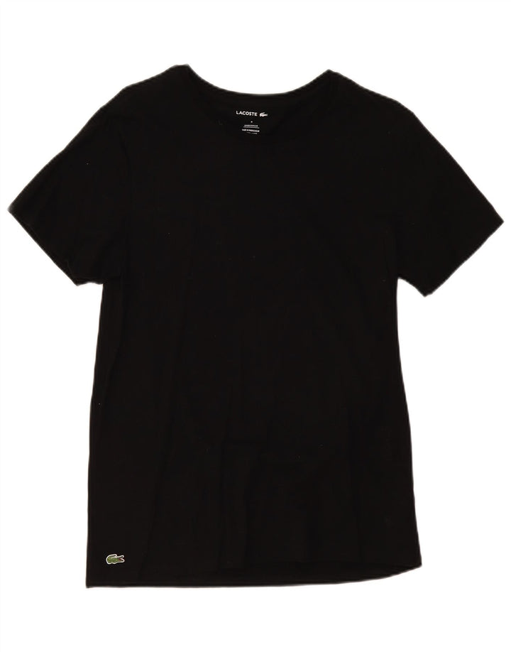 Lacoste Womens T-Shirt Top UK 14 Medium Black Cotton
