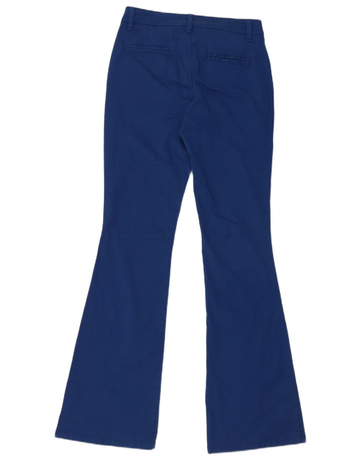 BENETTON Womens Flare Chino Trousers UK 6 XS W26 L33 Blue Cotton