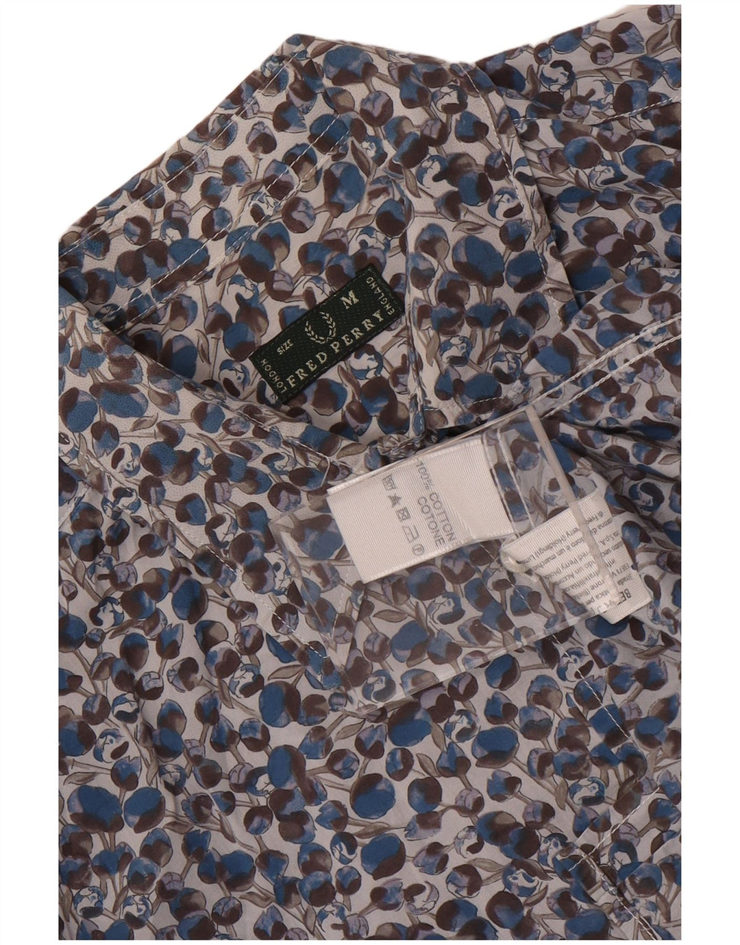 Fred Perry Womens Shirt UK 14 Medium Blue Floral Cotton