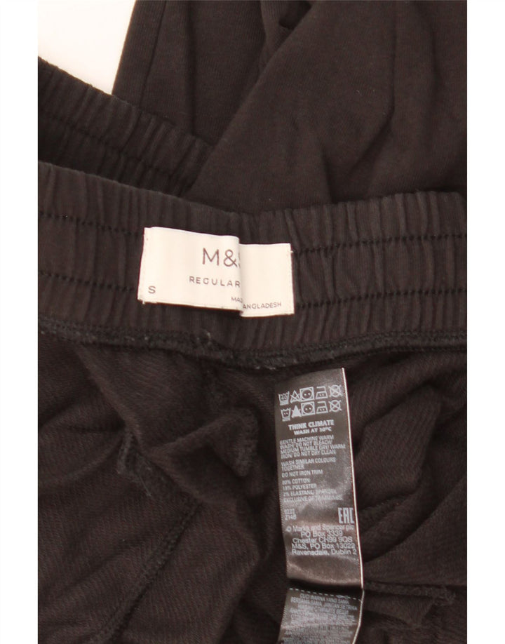 Marks & Spencer Womens Regular Tracksuit Trousers UK 8 Small  Black Cotton
