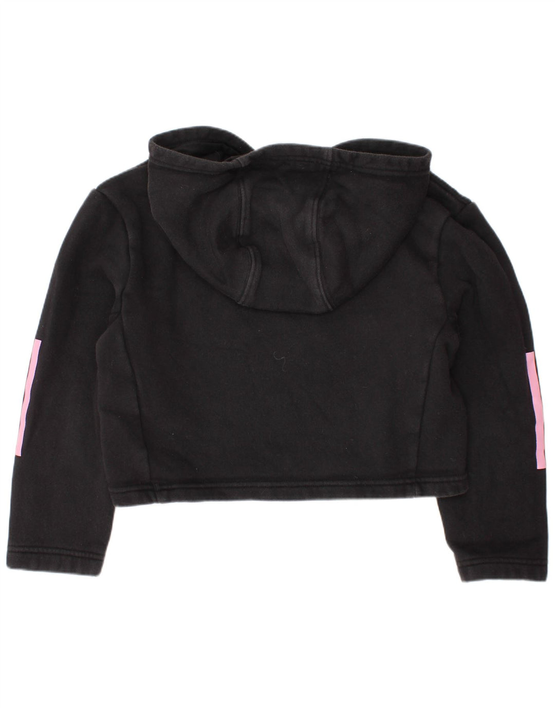 ADIDAS Girls Crop Hoodie Jumper 7-8 Years Black Cotton