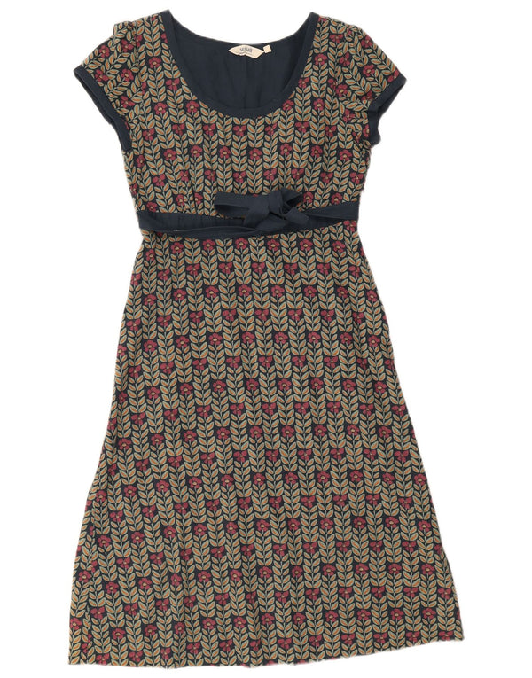 Seasalt Womens A-Line Dress UK 10 Small Navy Blue Floral Cotton
