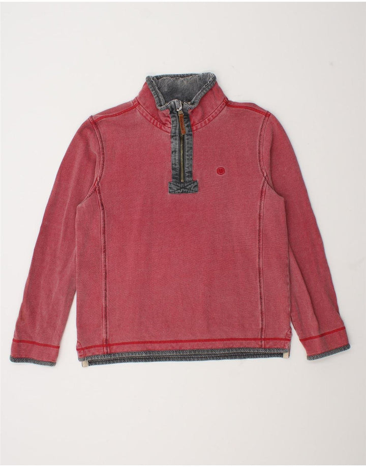 Fat Face Mens Zip Neck Sweatshirt Jumper Small Red Cotton