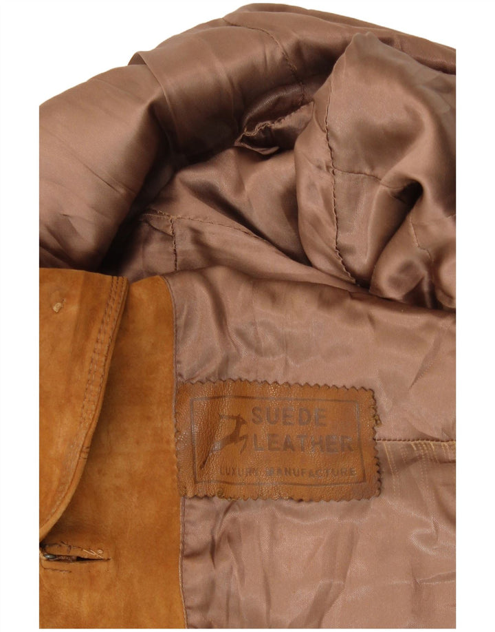 VINTAGE Womens 3 Button Suede Blazer Jacket UK 8 Small Beige Suede