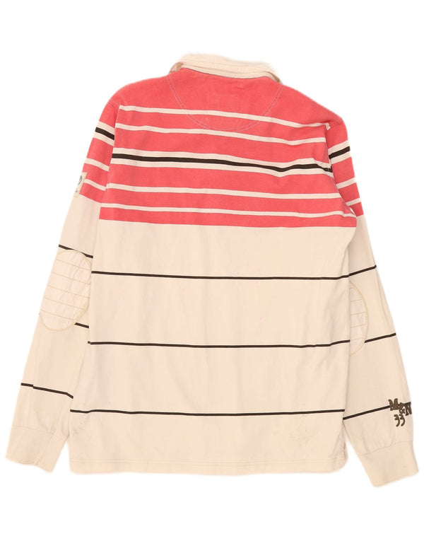 Murphy & Nye Mens Graphic Long Sleeve Rugby Polo Shirt XL White Striped