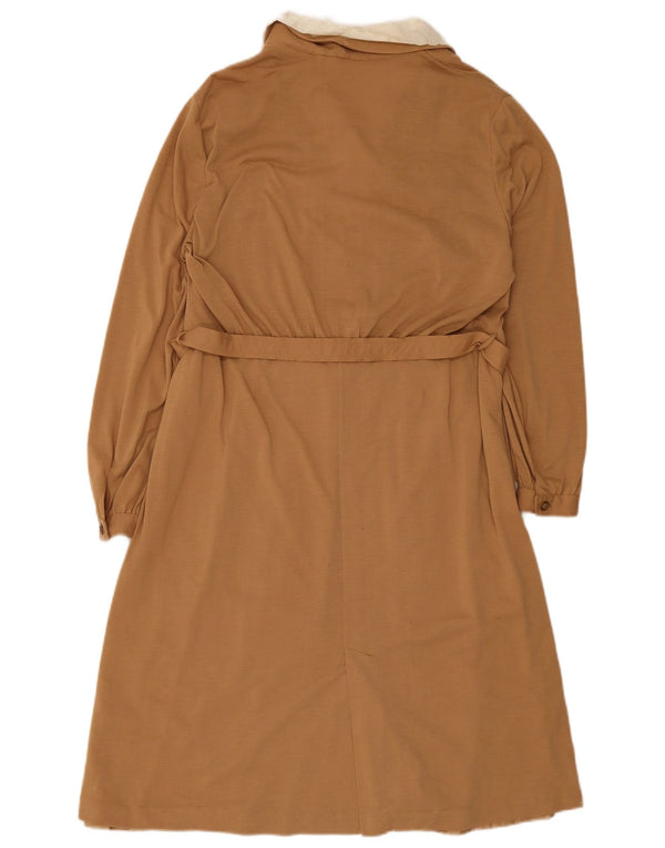 Vintage Womens Long Sleeve Basic Dress IT 52 2XL Brown Colourblock
