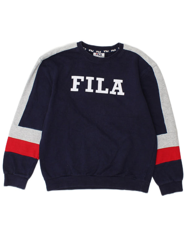 Fila Boys Graphic Sweatshirt Jumper 13-14 Years Navy Blue Colourblock