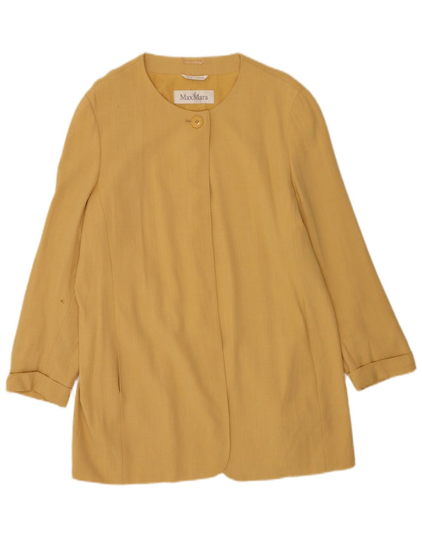 Max Mara Womens Longline 1 Button Blazer Jacket UK 16 Large Yellow