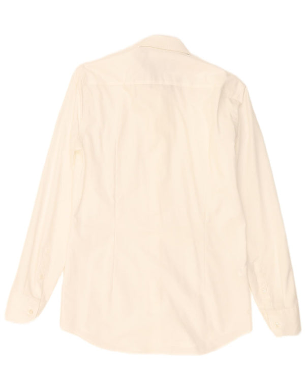 Hugo Boss Mens Slim Fit Shirt Size 14 1/2 37 Small White Cotton