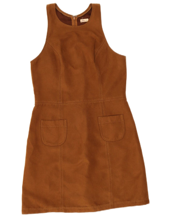 Hollister Womens Sleeveless Sheath Dress UK 10 Small Brown Polyester