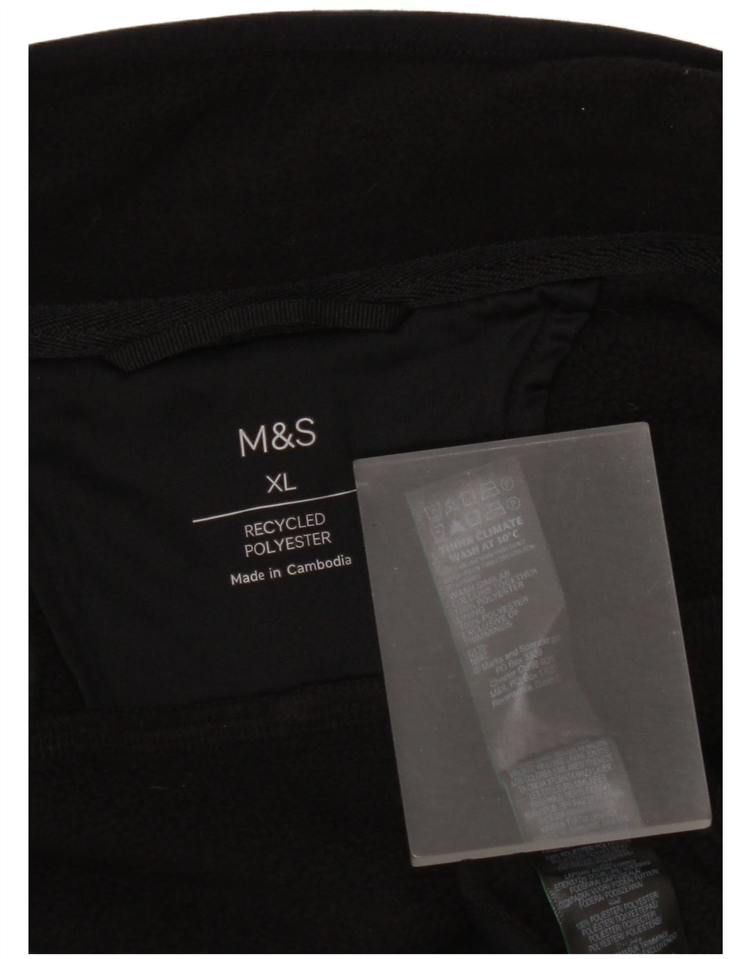 Marks & Spencer Mens Fleece Jacket UK 42 XL Black Polyester