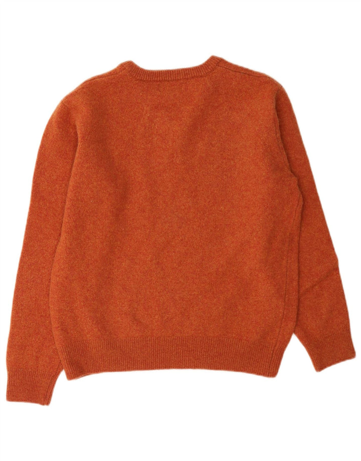 Lincoln Womens V-Neck Jumper Sweater UK 14 Medium Orange Wool