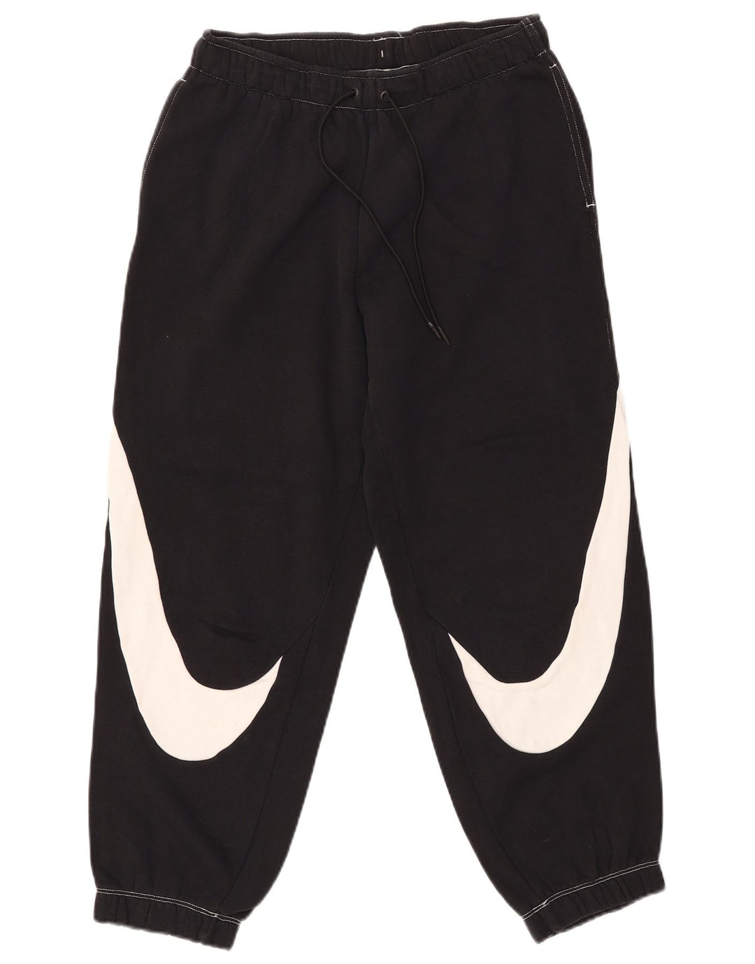 NIKE Womens Graphic Tracksuit Trousers Joggers UK 10 Small  Black Cotton