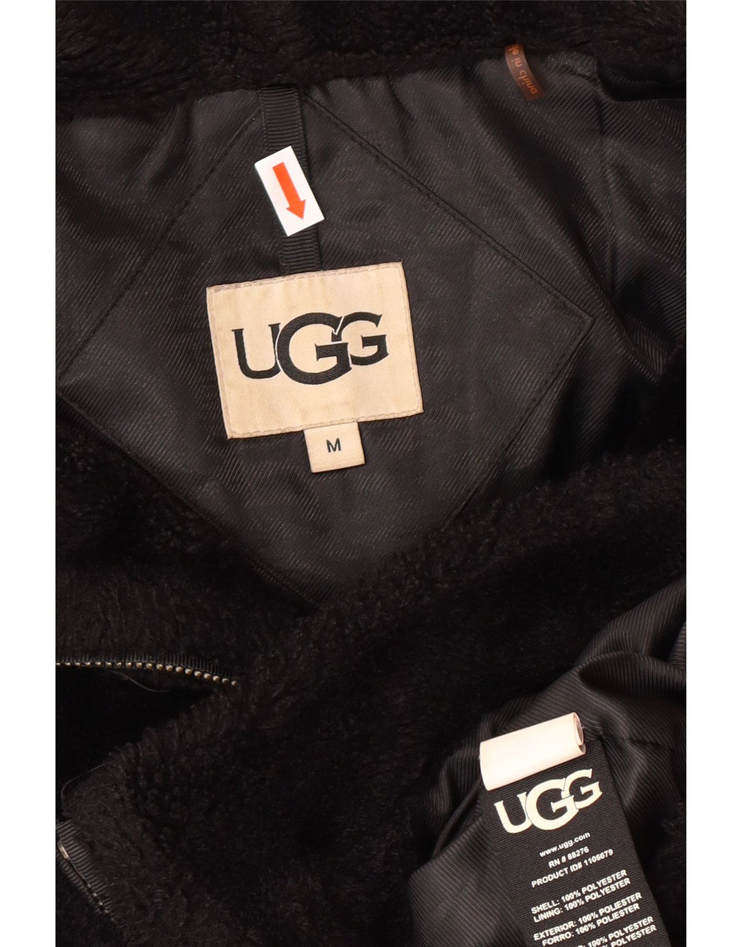 UGG Womens Hooded Fleece Jacket UK 14 Medium Black Polyester