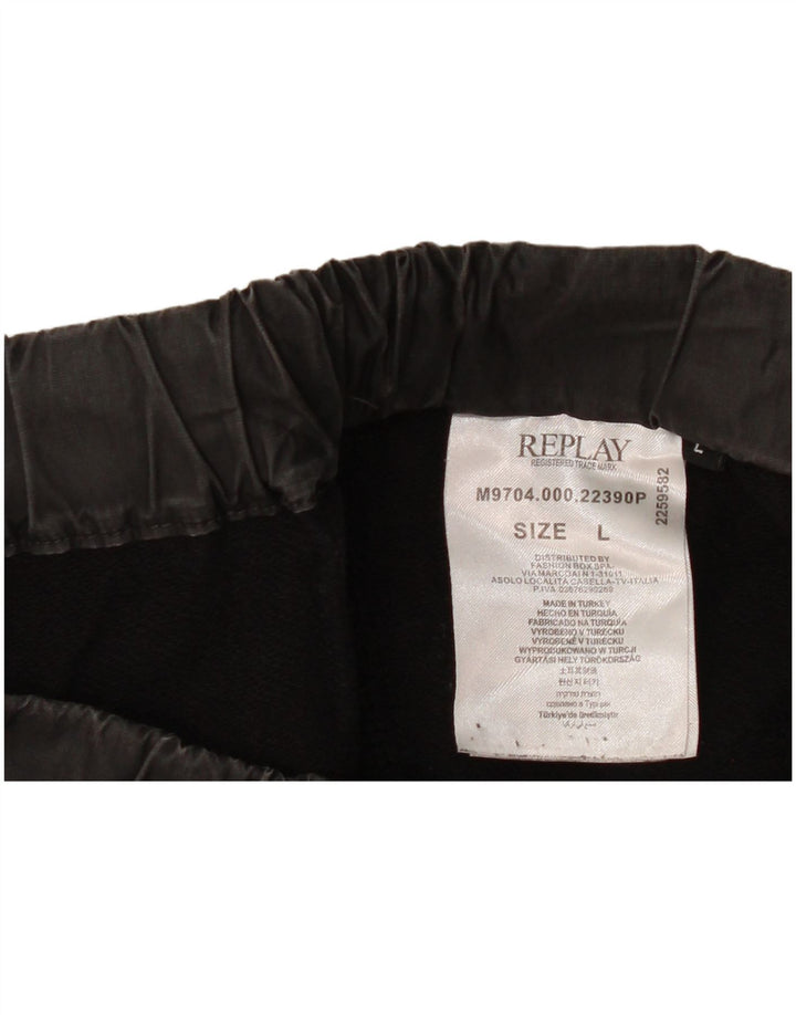 REPLAY Mens Chino Shorts Large W34 Black Cotton