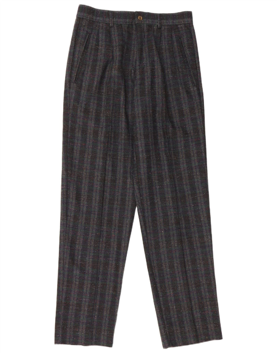 Ciao Mens Straight Casual Trousers IT 48 Medium W32 L33 Green Plaid