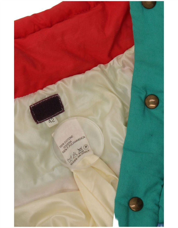 Vintage Womens Hooded Padded Jacket IT 42 Medium Multicoloured Colourblock
