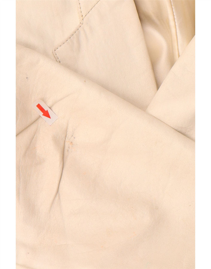 Vintage Womens Leather 2 Piece Skirt Set UK 12 Medium W26  Off White