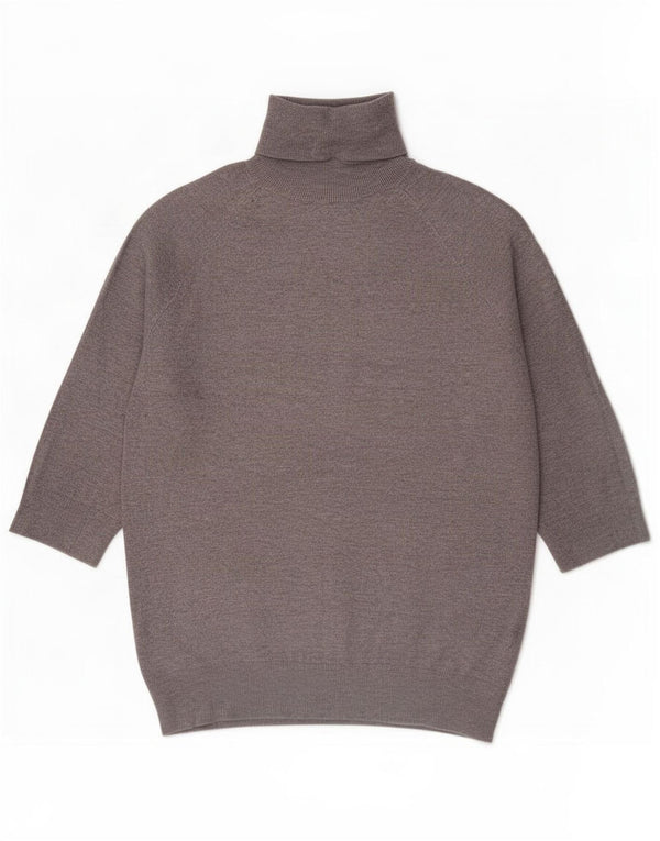 Zara Womens 3/4 Sleeve Roll Neck Jumper Sweater UK 14 Large Grey