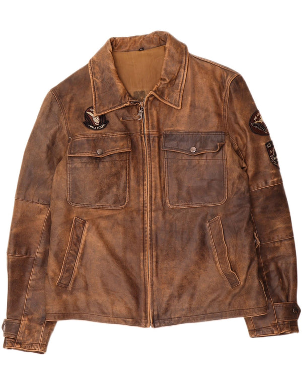 Conbipel Mens Leather Jacket IT 54 XL Brown
