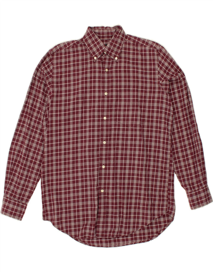 DACK'S Mens Classic Fit Shirt Small Maroon Check Cotton Vintage Dack's and Second-Hand Dack's from Messina Hembry 