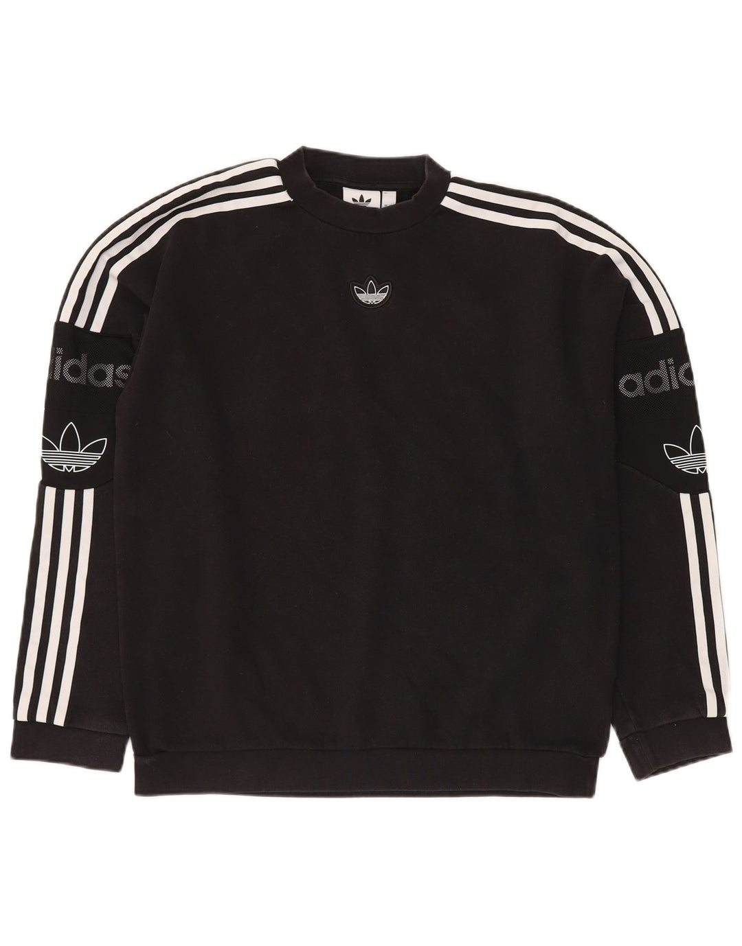 ADIDAS Mens Loose Fit Graphic Sweatshirt Jumper Small Black Cotton