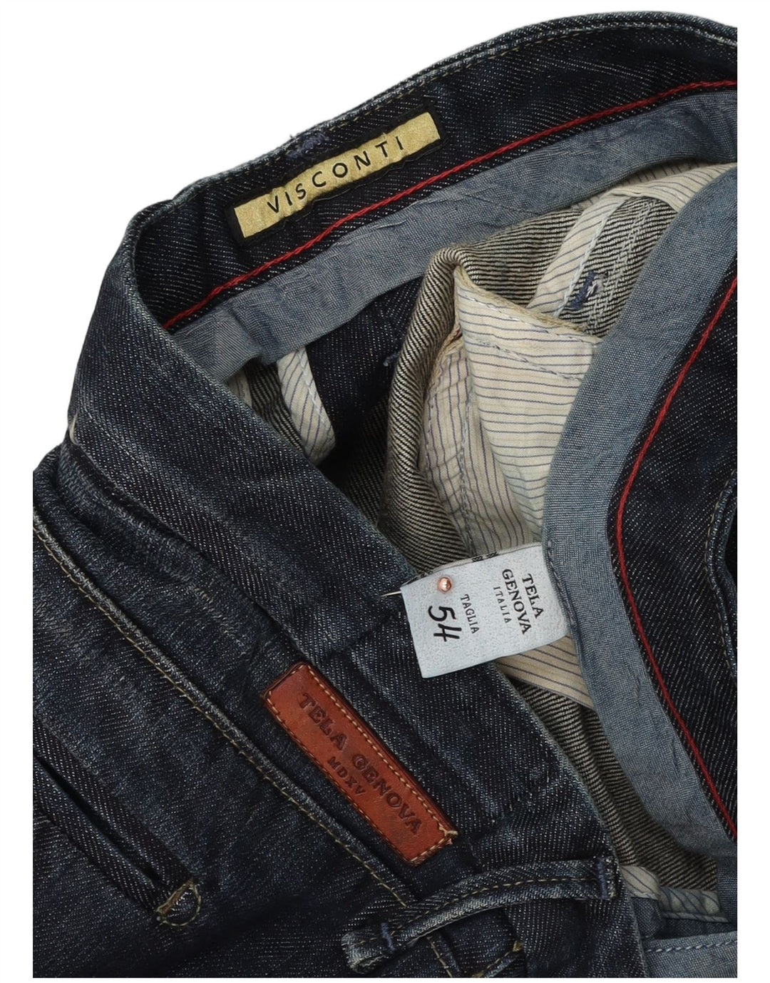 VISCONTI Mens Straight Jeans IT 54 2XL W38 L32 Blue Cotton