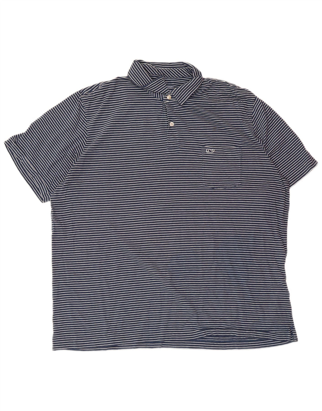 VINEYARD VINES Mens Classic Fit Polo Shirt XL Navy Blue Pinstripe Cotton