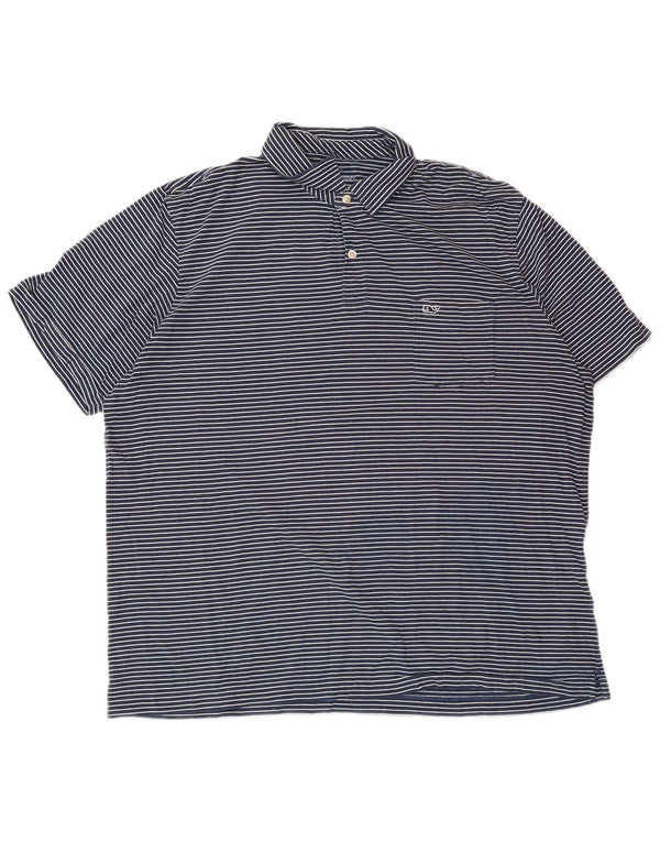 VINEYARD VINES Mens Classic Fit Polo Shirt XL Navy Blue Pinstripe Cotton