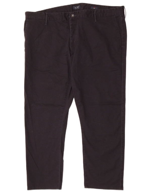 Armani Mens Slim Chino Trousers IT 58 4XL W42 L28 Black Cotton