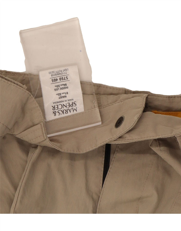 MARKS & SPENCER Mens Cargo Shorts W32 Medium Beige Cotton Vintage Marks & Spencer and Second-Hand Marks & Spencer from Messina Hembry 