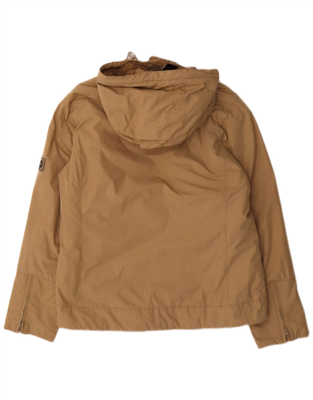 Jack Wolfskin Womens Hooded Windbreaker Jacket UK 12 Medium Beige