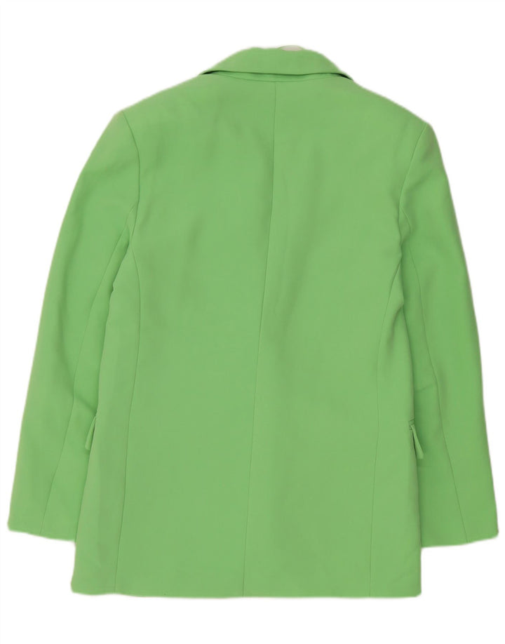 Zara Womens 1 Button Oversized Blazer Jacket UK 6 XS Green Polyester