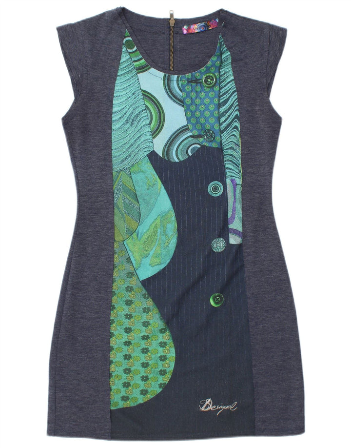 Desigual Womens Sheath Dress UK 14 Medium Blue Geometric